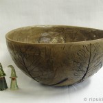 Iso kulho lehtikuviolla - kivitavarakeramiikka, vuorenkilpi, lehti, lehtikuvio, kulho, keramiikkakulho