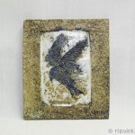 Lintu - koristelaatta - rakukeramiikka, keramiikkalaatta, lintukuvio, lintu